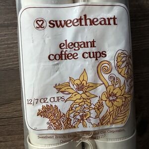 Sweetheart Vintage Plastic Coffee Cups 7 oz Ivory Beige Elegant‎ 12 Pack